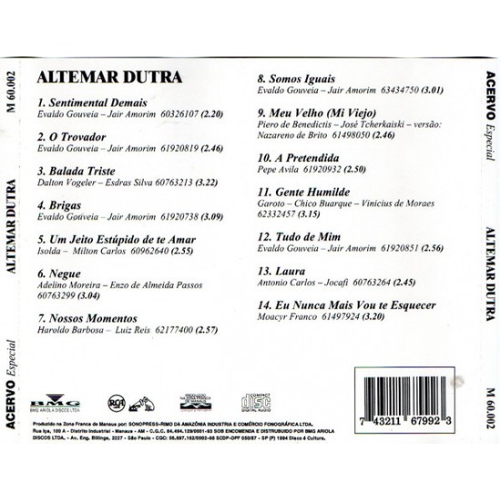Cd Altemar Dutra, Acervo Especial