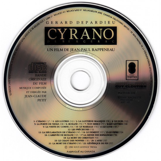 Cd Cyrano de Bergerac, Trilha Original do Filme, Un Film de Jean-Paul Rappenau