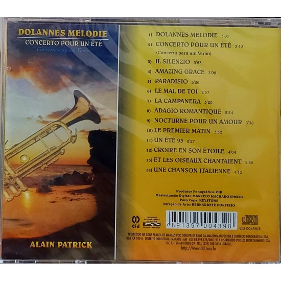 Cd Dolannes Melodie, Concerto Pour Un Été, Concerto para um Verão, Alain Patrick - Lacrado