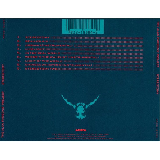 Cd The Alan Parsons Project, Stereotomy, Importado USA, Arista Records, 1984, Importado Inglaterra