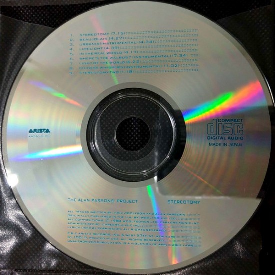 Cd The Alan Parsons Project, Stereotomy, Importado USA, Arista Records, 1984, Importado Inglaterra