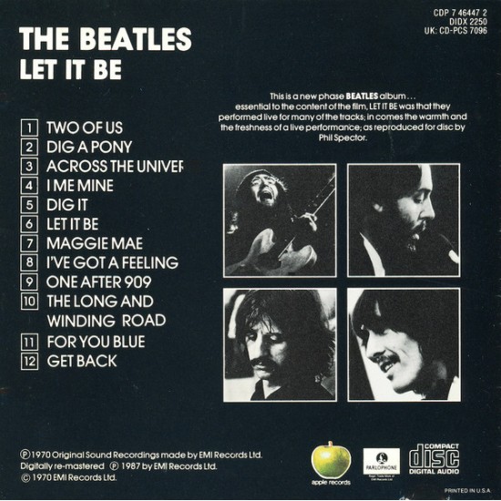 Cd The Beatles, Let it Be, 1970
